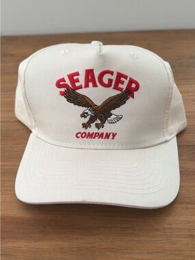 Seager Company Cream Eagle Embroidered Baseball Cap
